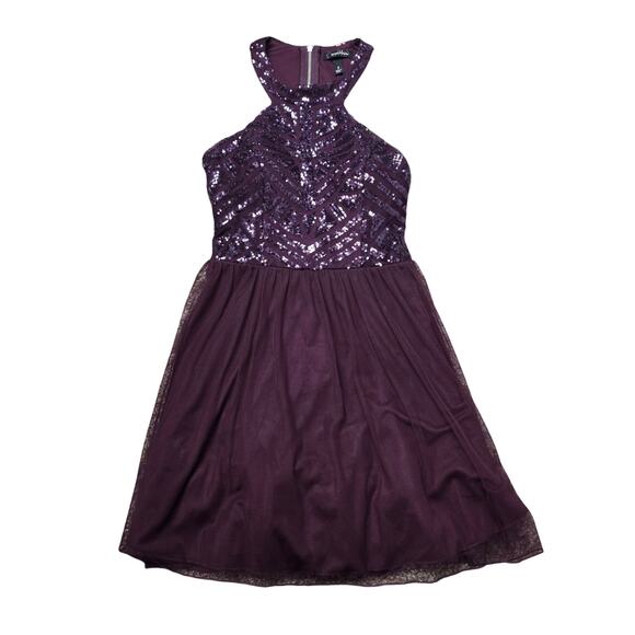 Junior's Speechless Geometric Sequin & Mesh Dress w/ Keyhole Back | Size 5 - Picture 1 of 11